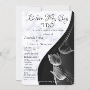 Invitación Boda Abstracta Negra de Mármol Blanco Moderno