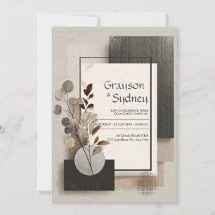 Invitación Boda Abstracta Neutral de Terracota y Eucalipto