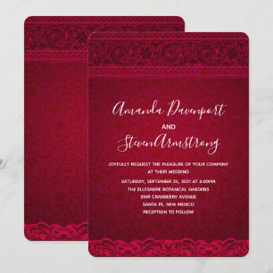 Invitación Boda abstracta roja elegante y sofisticada