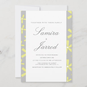 Invitación Boda abstracta simple de mármol amarillo y gris