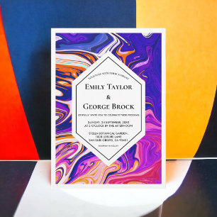 Invitación Boda abstracto de galaxia con Naranja malva azul m