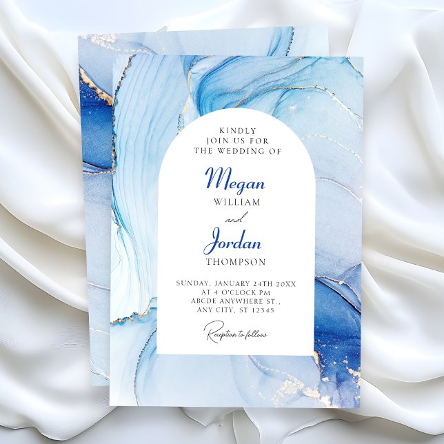 Invitación Boda abstracto de mármol azul (Subido por el creador)