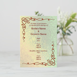 Invitación Boda abstracto de tonos verdes y amarillos en otoñ