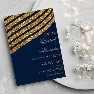 Invitación Boda abstracto geométrico de color azul marino pur