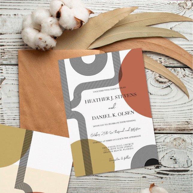 Invitación Boda abstracto retro moderno de barro barba terrac (Subido por el creador)