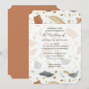 Invitación Boda abstracto retro moderno de Terrazzo Terracott