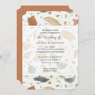Invitación Boda abstracto retro moderno Terrazzo Terracotta