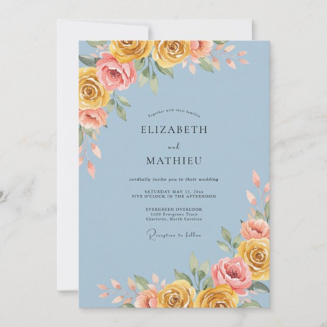 Invitación Boda Acero Dorado Pintado (Anverso)