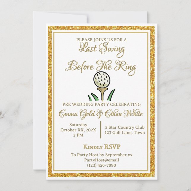 Invitación Boda Actividad de fin de semana Golf Purpurina de  (Anverso)