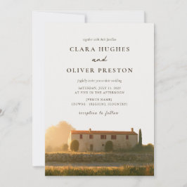 Invitación Boda acuarela al amanecer en granja toscana con ci