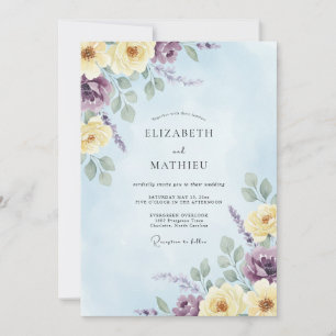 Invitación Boda acuarela amarillo Primula