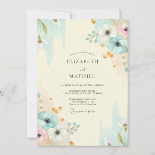 Invitación Boda acuarela Aqua Gold