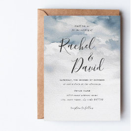 Invitación Boda acuarela azul polvoriento