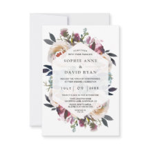 Boda acuarela azul turbio azul rosa floral