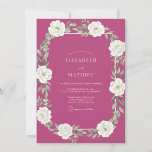 Invitación Boda acuarela blanca magenta