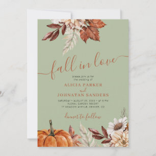 Invitación Boda acuarela botánica verde enamorarse