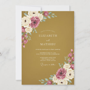 Invitación Boda acuarela con ciruela mostaza