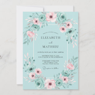 Invitación Boda acuarela con rubor Aqua