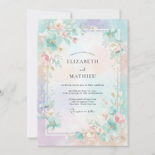 Invitación Boda Acuarela Coral Frondosa