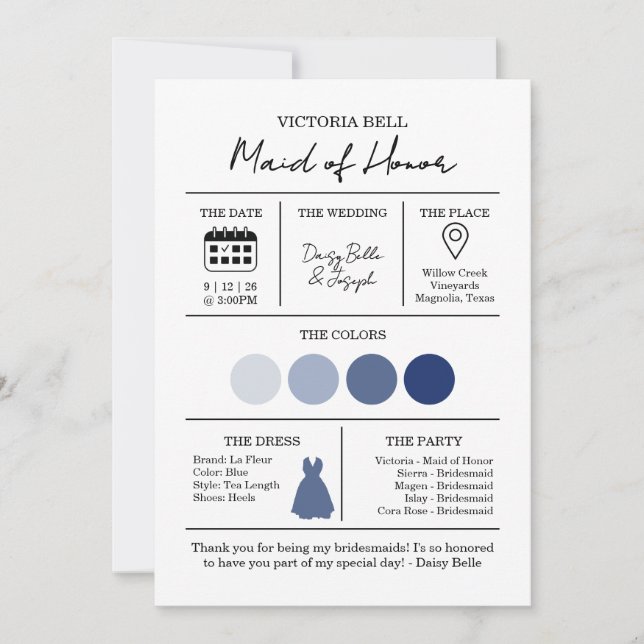 Invitación Boda Acuarela Costera de Playa Moderna Azul (Anverso)