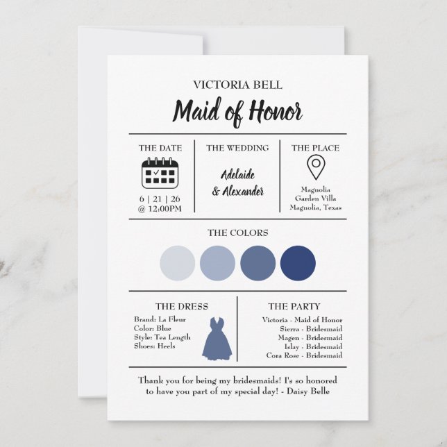Invitación Boda Acuarela Costera de Playa Moderna Azul (Anverso)