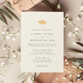 Invitación Boda acuarela de abeja dorada