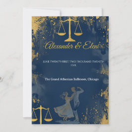 Invitación Boda acuarela de abogado bailando Zorba 