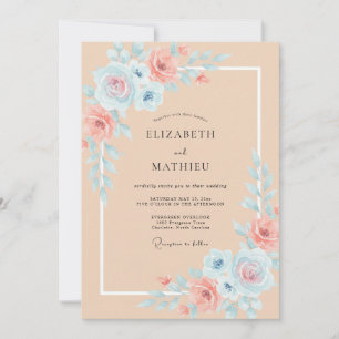 Invitación Boda acuarela de agua apricot