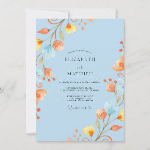 Invitación Boda acuarela de albaricoque celeste