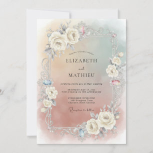Invitación Boda acuarela de albaricoque y champán