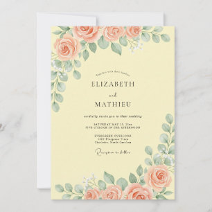 Invitación Boda acuarela de amarillo mantequilla