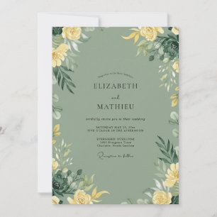 Invitación Boda acuarela de amarillo salvia