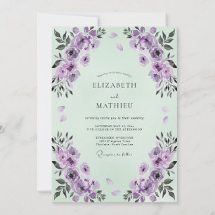 Invitación Boda acuarela de amatista y menta