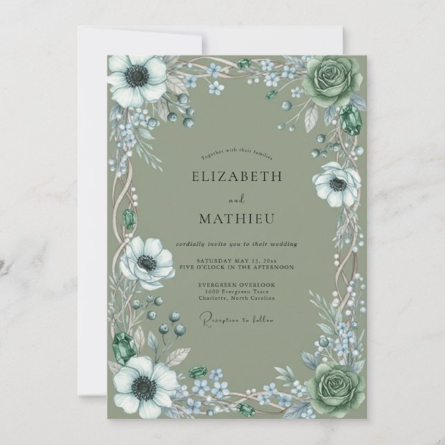 Invitación Boda acuarela de Anémona Oliva (Anverso)