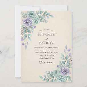 Invitación Boda acuarela de aqua periwinkle