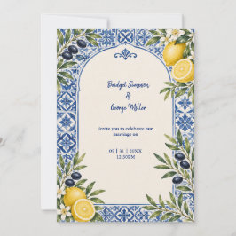 Invitación Boda acuarela de arco de olivo cítrico mediterráne