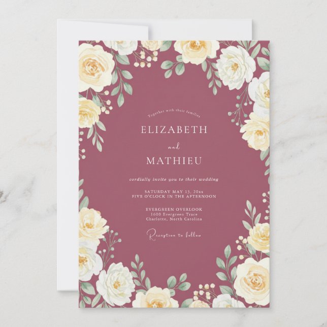 Invitación Boda acuarela de bayas (Anverso)
