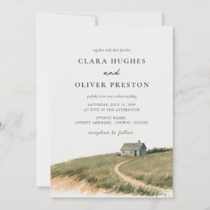 Invitación Boda acuarela de cabaña de dunas de Nantucket