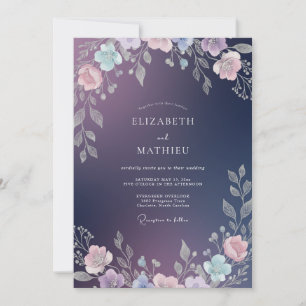 Invitación Boda acuarela de ciruela amatista