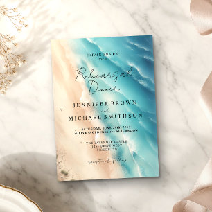 Invitación Boda acuarela de doble lado de Ocean Beach