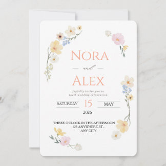 Invitación Boda acuarela de flores silvestres