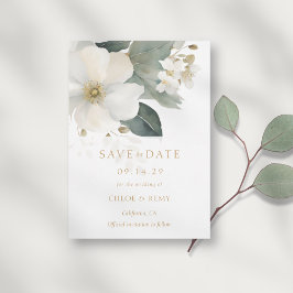 Invitación Boda acuarela de follaje floral Guardar la fecha