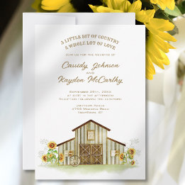 Invitación Boda Acuarela de Girasoles Rústicos de Granero Cam
