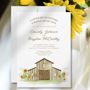 Invitación Boda Acuarela de Girasoles Rústicos de Granero Cam