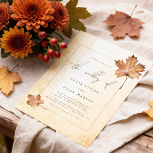 Invitación Boda acuarela de hoja de arce de otoño