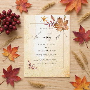 Invitación Boda acuarela de hoja de arce de otoño