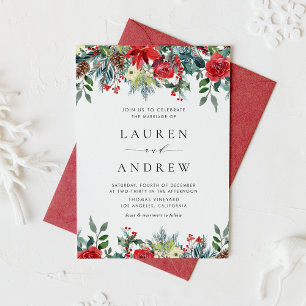 Invitación Boda acuarela de invierno florece en garland