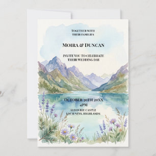 Invitación Boda acuarela de lago de montaña