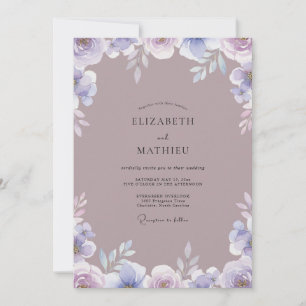 Invitación Boda acuarela de lavanda malva