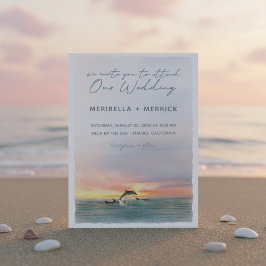 Invitación Boda acuarela de Malibu | Dolphins Beach